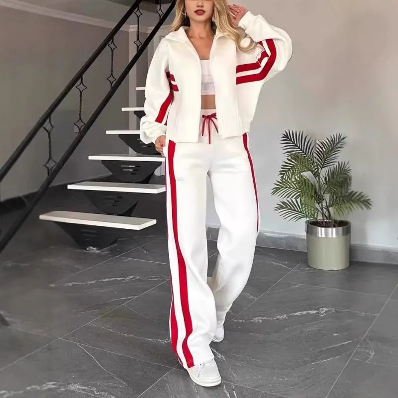 🎉Black Friday - Early Bird Price🎁Women's Striped Zipper Jacket & Casual Pants 2-Piece Set