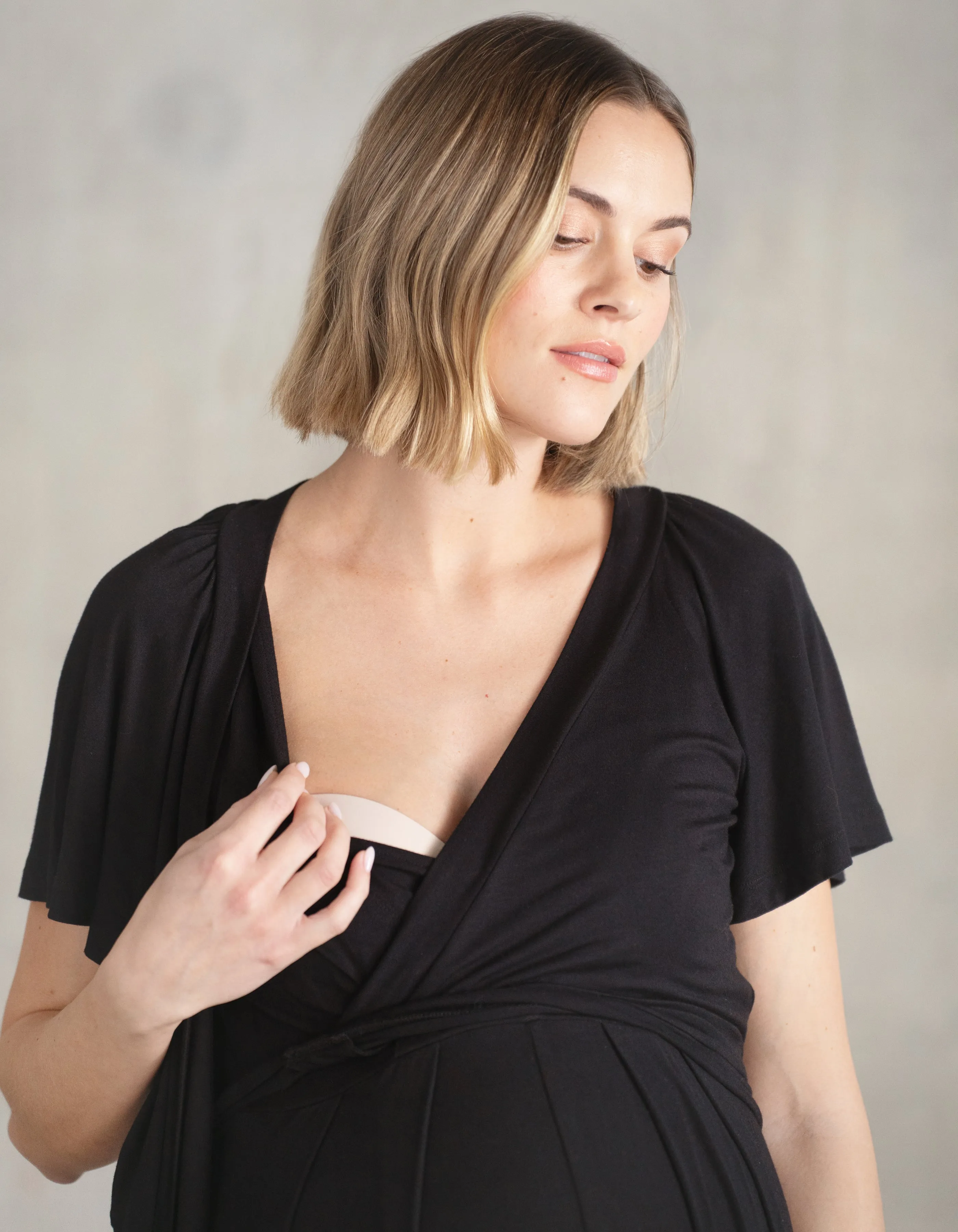 Black Lenzing™ Ecovero™ Maternity   Nursing Jumpsuit