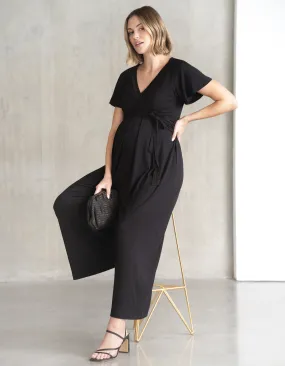 Black Lenzing™ Ecovero™ Maternity   Nursing Jumpsuit