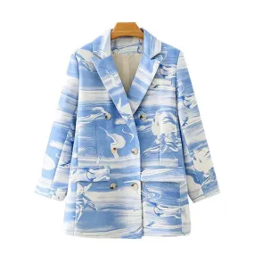 BLUE PRINTED BLAZER