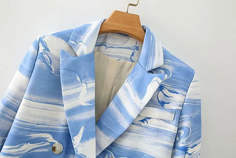 BLUE PRINTED BLAZER