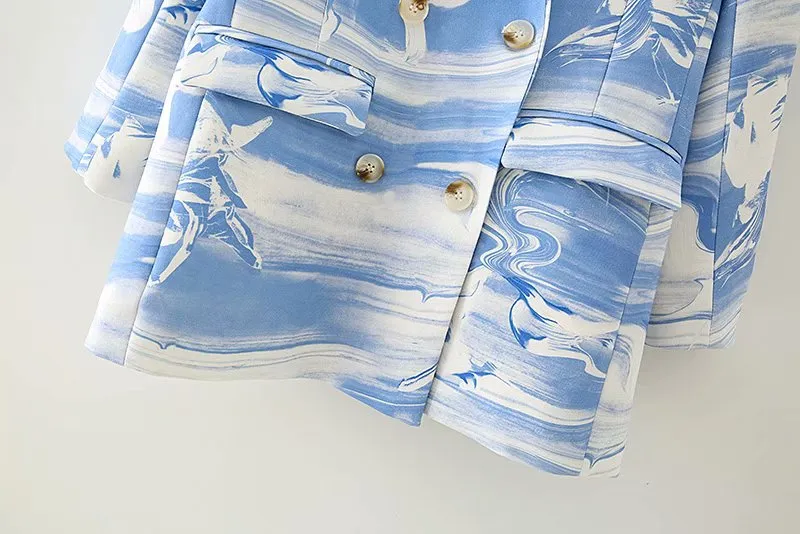 BLUE PRINTED BLAZER