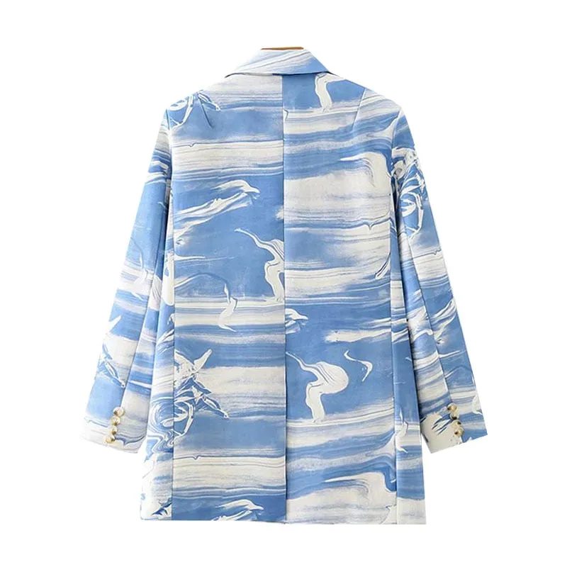 BLUE PRINTED BLAZER