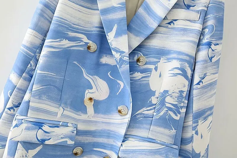 BLUE PRINTED BLAZER