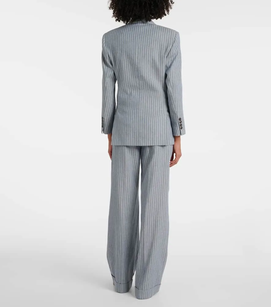 Brunello Cucinelli Pinstripe linen, cotton, and hemp blazer