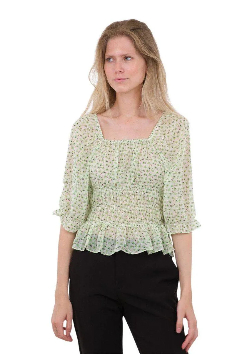 Celin Daily Flower Blouse - Green