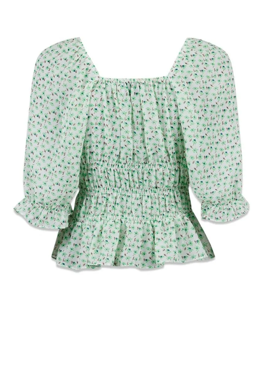 Celin Daily Flower Blouse - Green