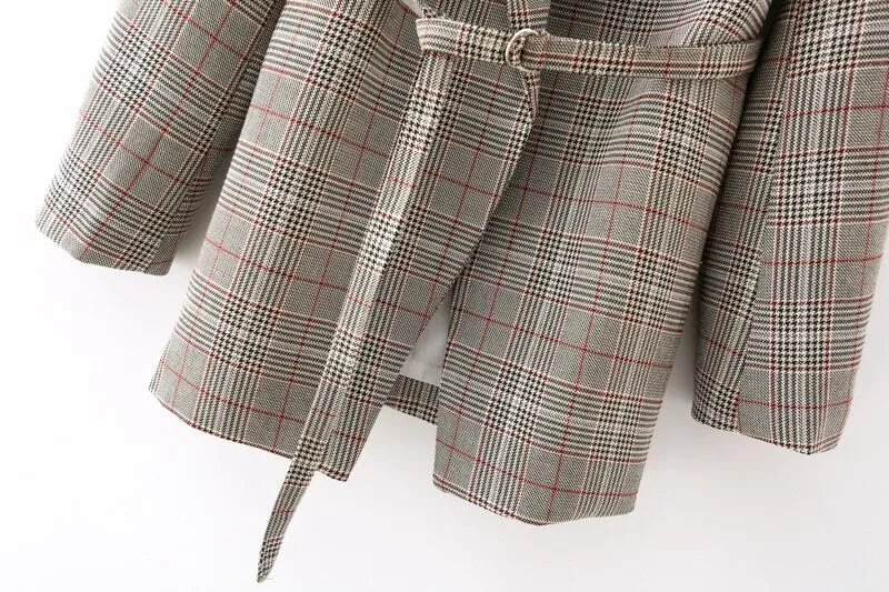 CHECK BLAZER WITH BELT