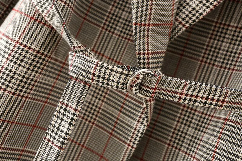 CHECK BLAZER WITH BELT