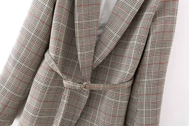 CHECK BLAZER WITH BELT