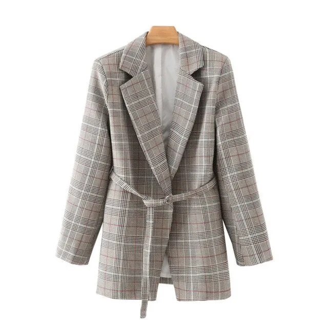 CHECK BLAZER WITH BELT
