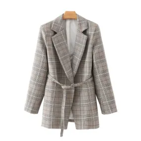 CHECK BLAZER WITH BELT