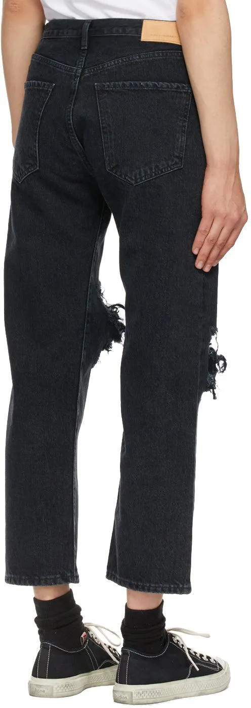Citizens of Humanity Black Emery Crop Relaxed Straight Jeans
