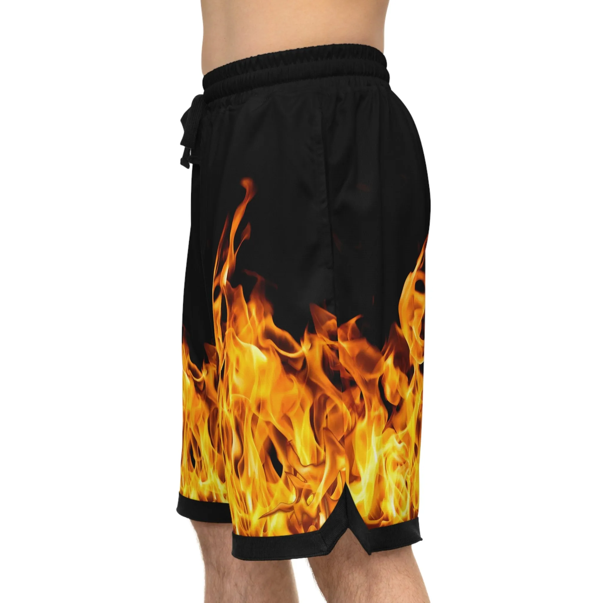 Flame Basketball Rib Shorts - Fire Design for Active Lifestyle