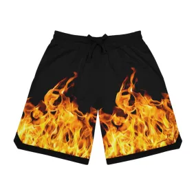 Flame Basketball Rib Shorts - Fire Design for Active Lifestyle