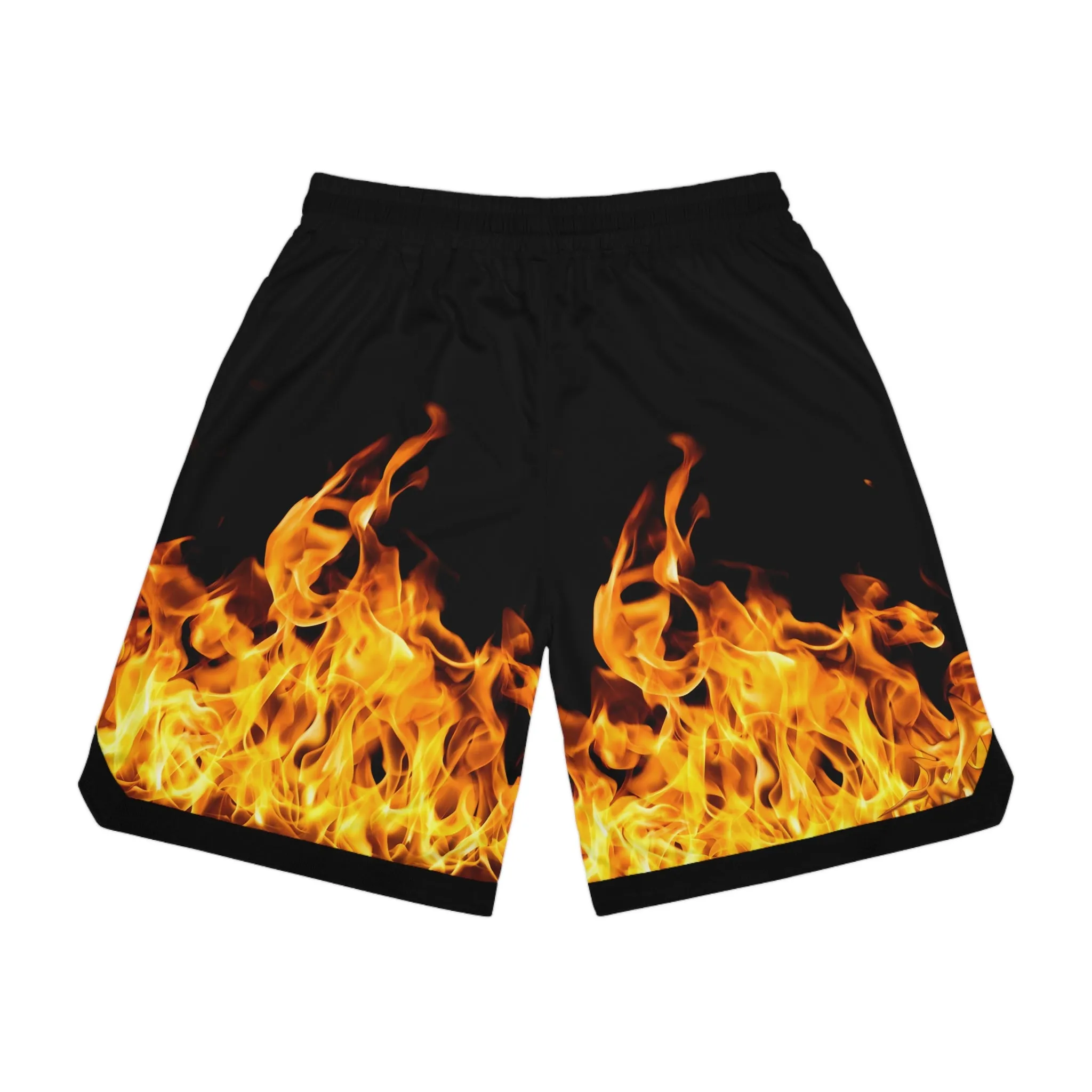 Flame Basketball Rib Shorts - Fire Design for Active Lifestyle