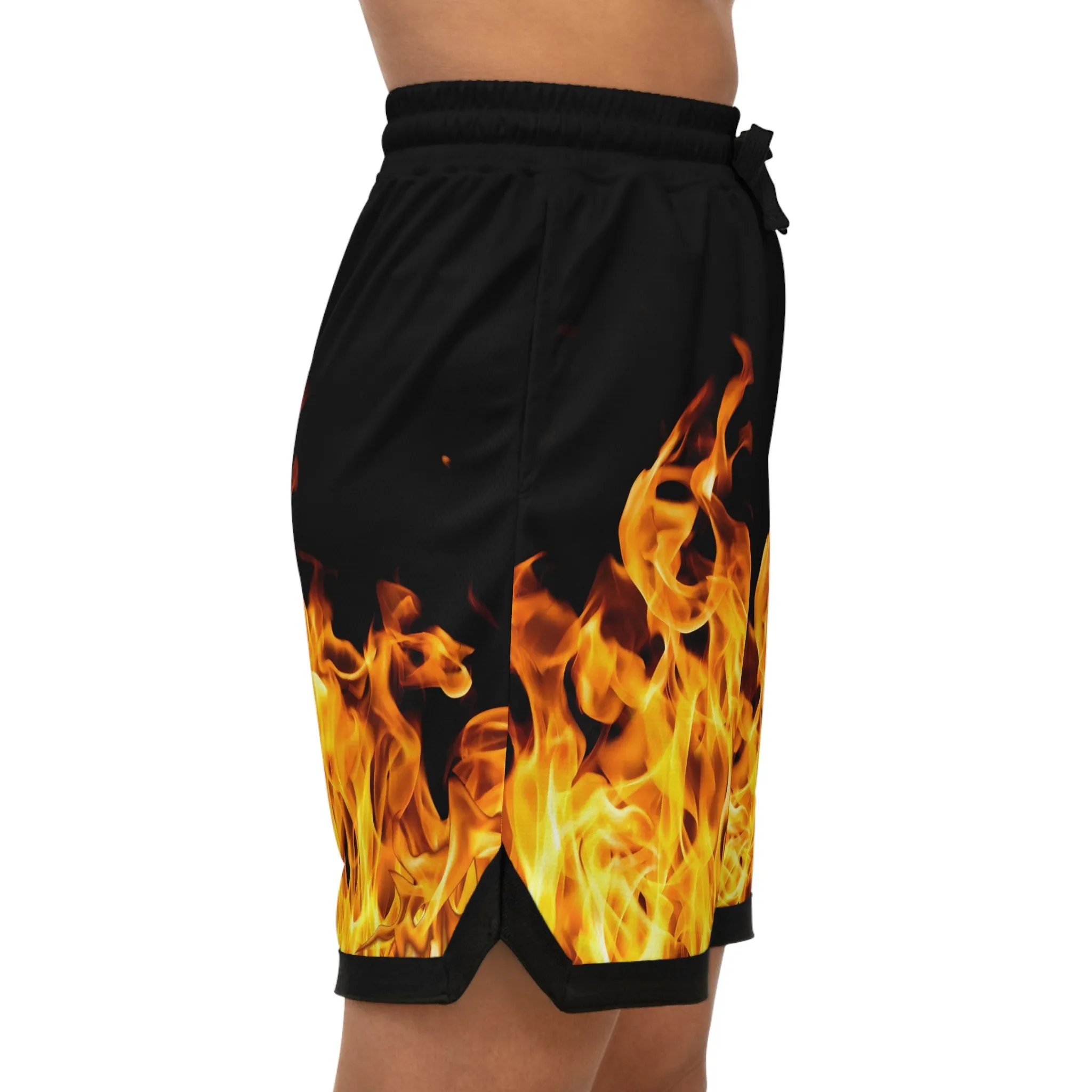 Flame Basketball Rib Shorts - Fire Design for Active Lifestyle
