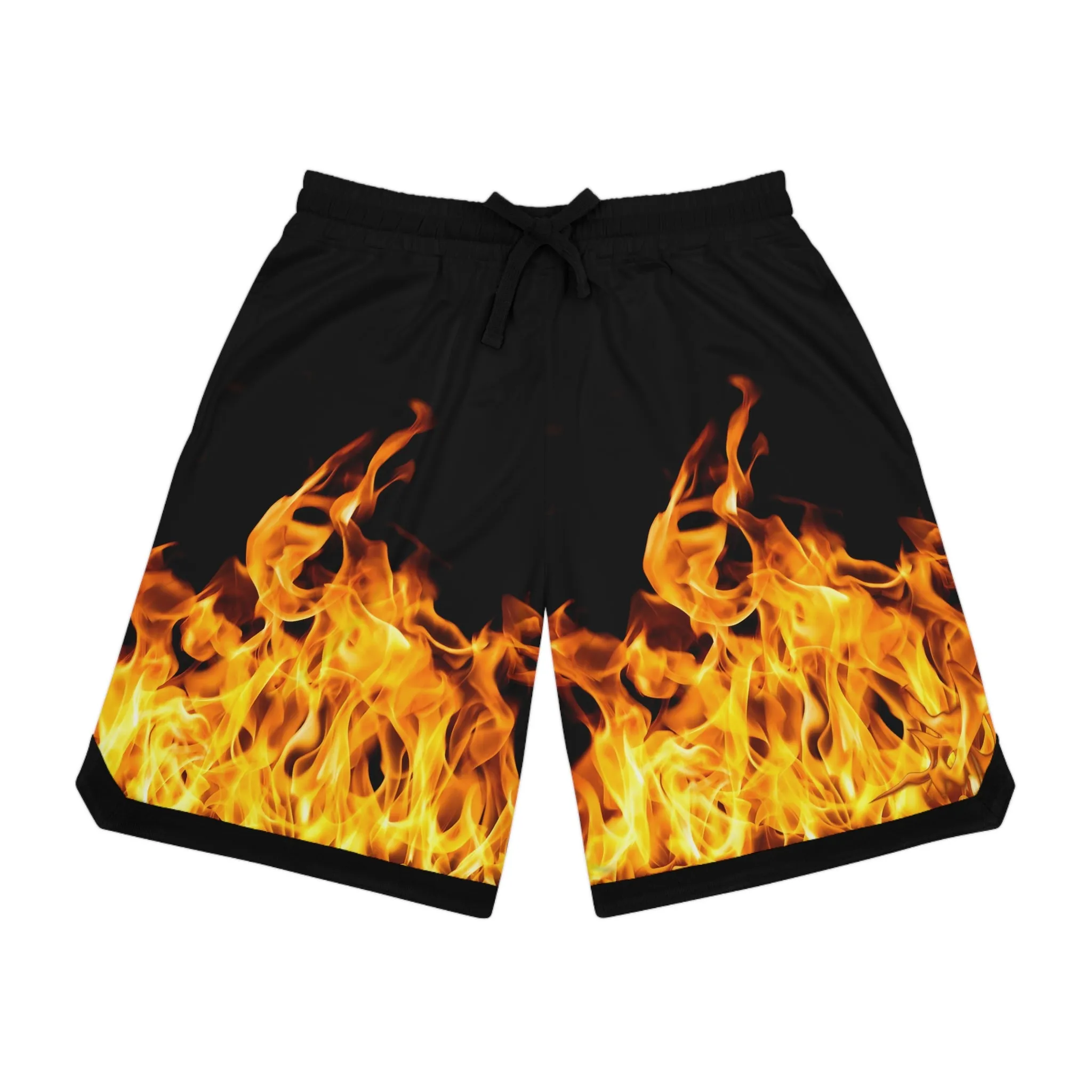 Flame Basketball Rib Shorts - Fire Design for Active Lifestyle