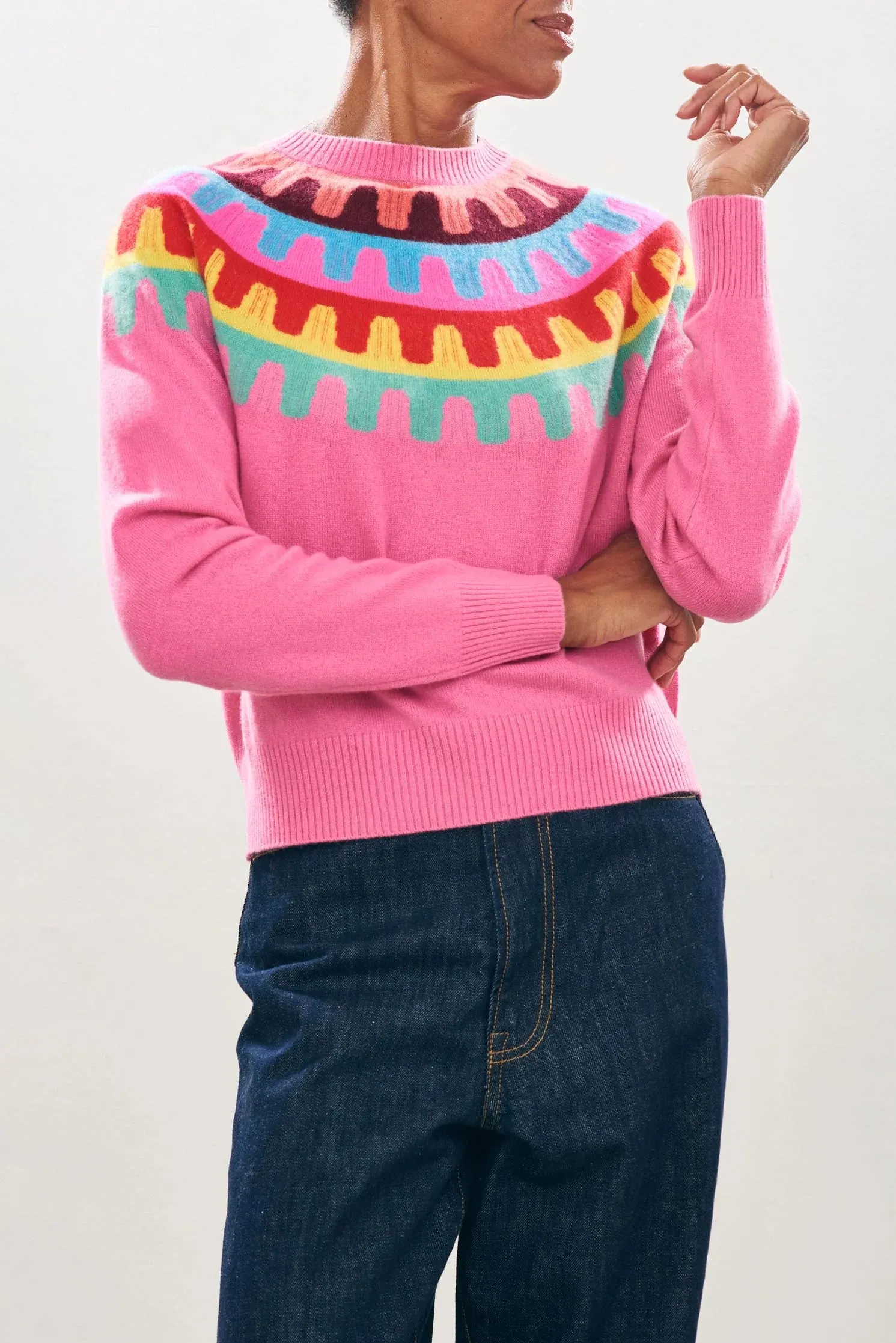 Ju054 Pink Rick Rack Sweater
