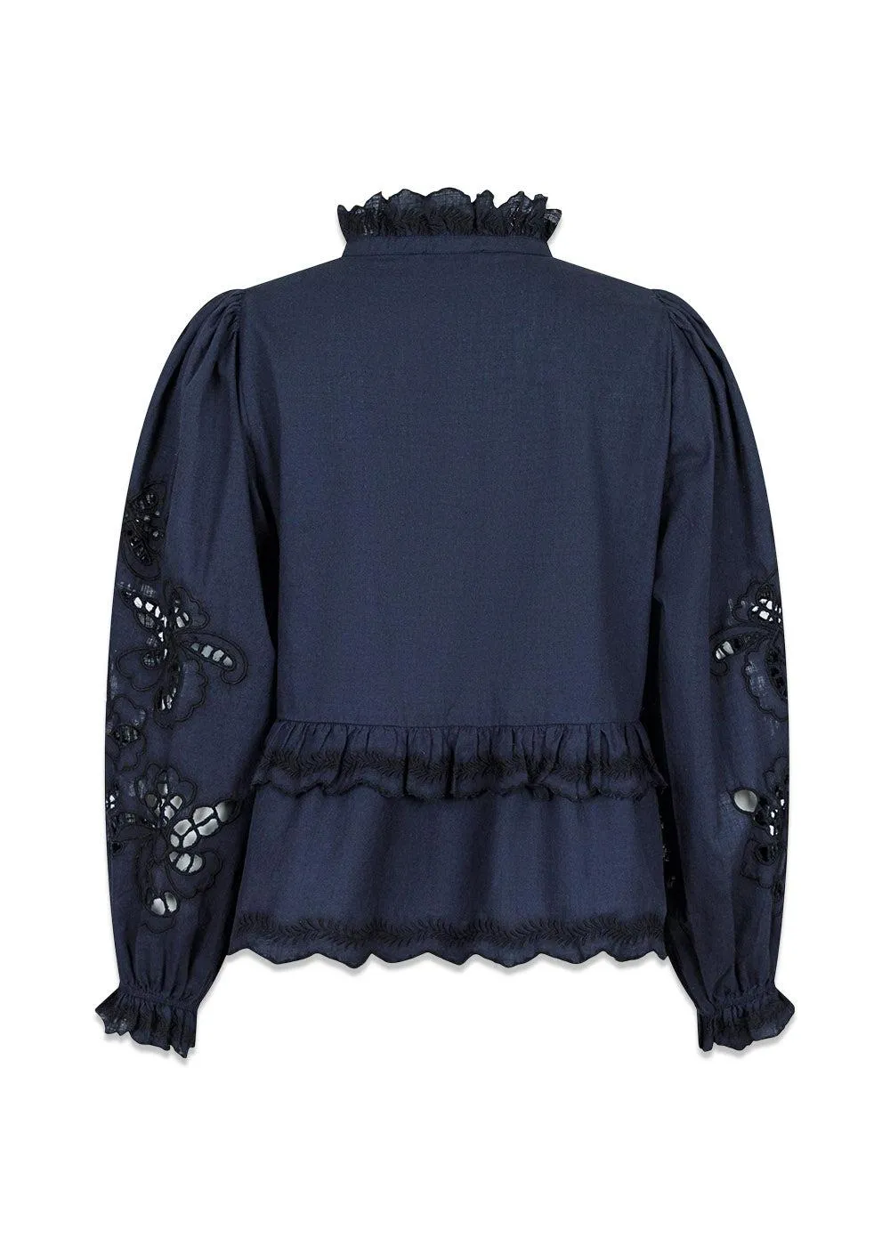 Kimmo Embroidery Blouse - Navy