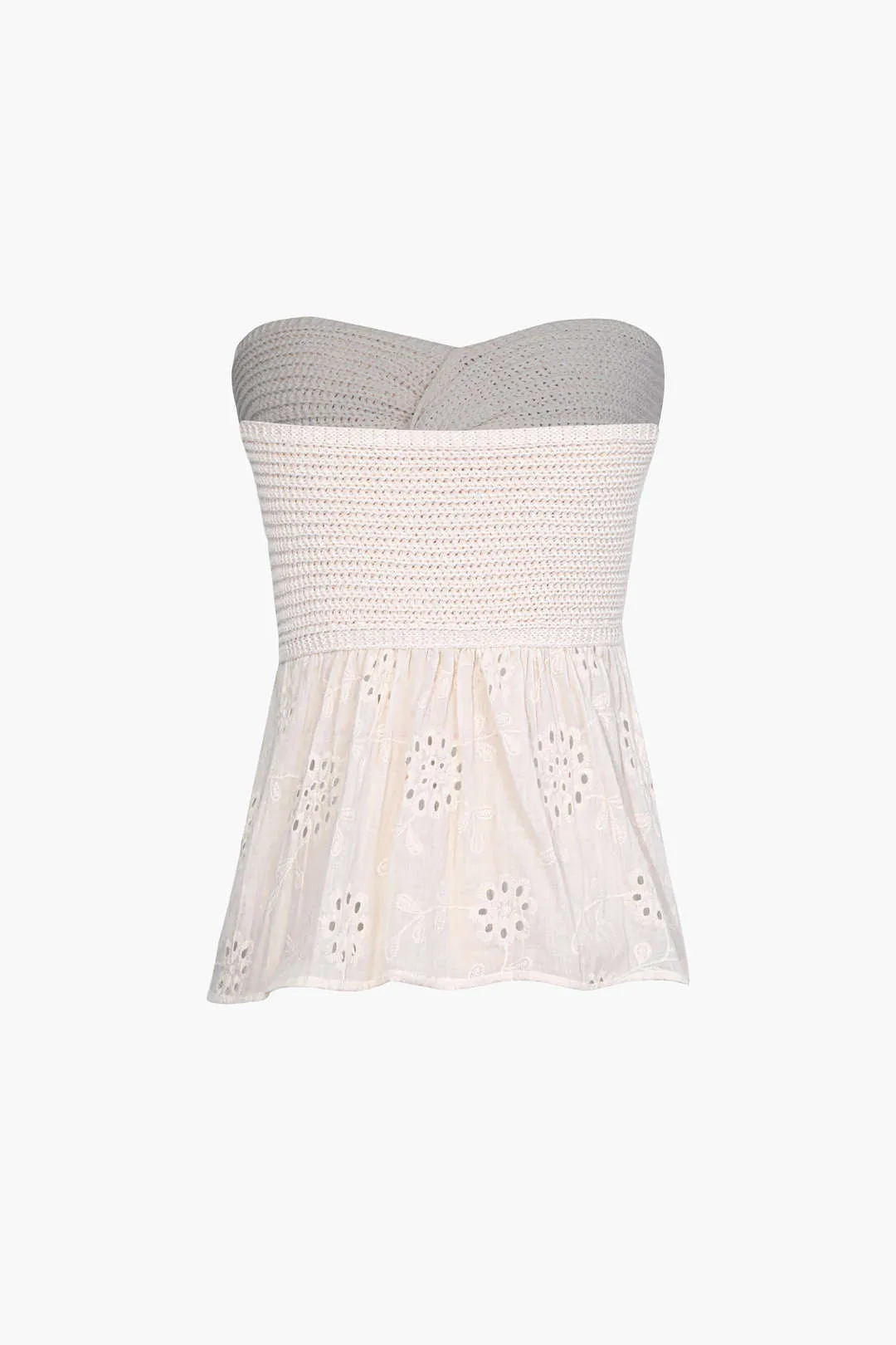 Knot Front Knit Embroidered Crop
