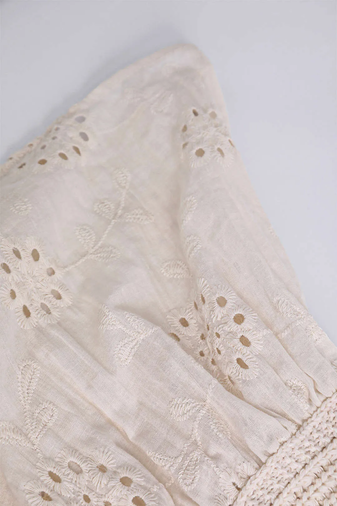 Knot Front Knit Embroidered Crop
