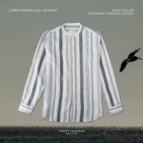 LINEN BAND COLLAR SHIRT - ST WHITE