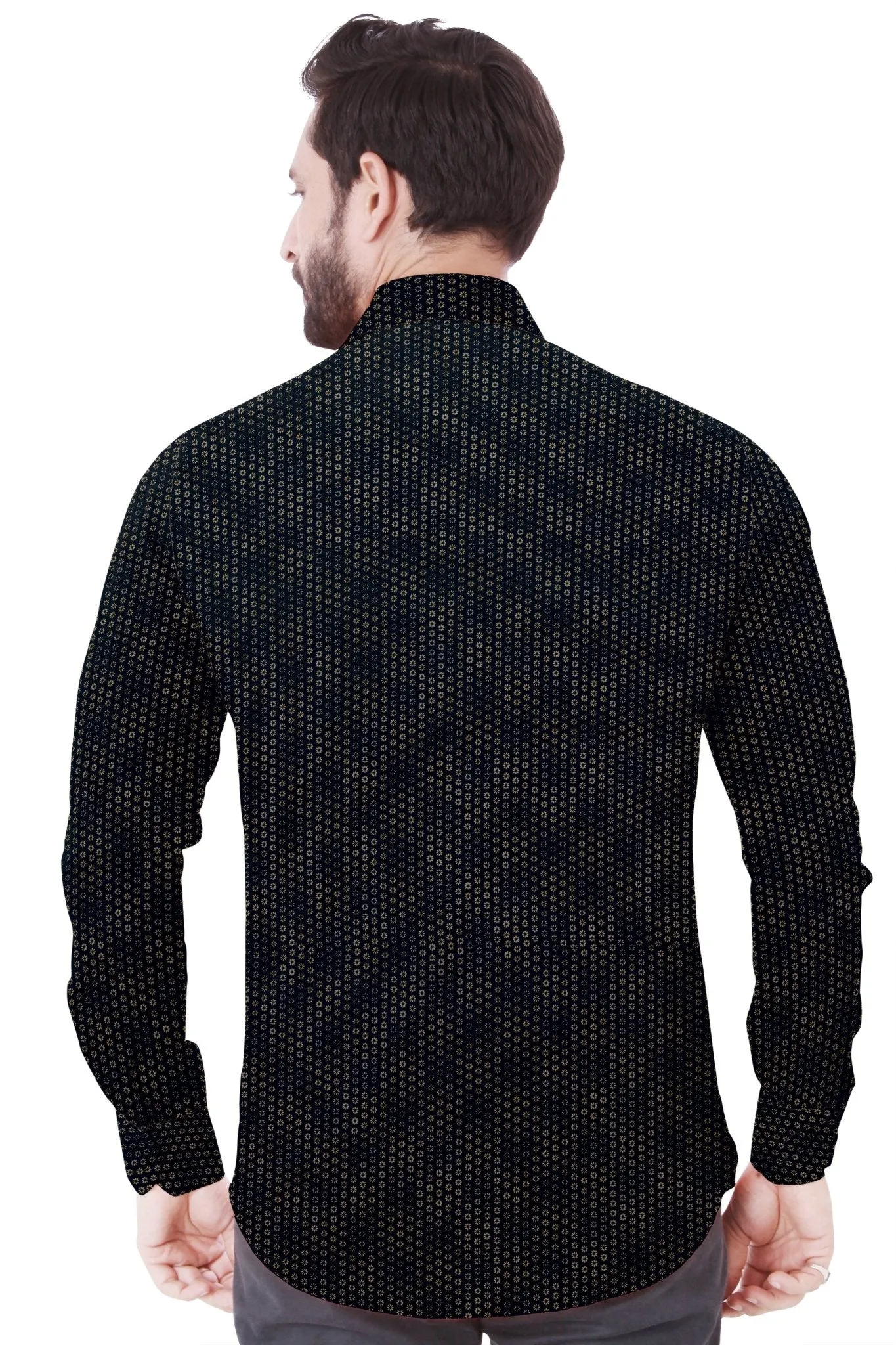Men's Black Printed Cotton Shirt