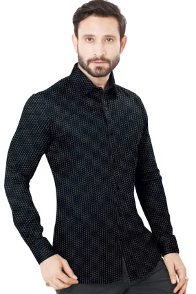 Men's Black Printed Cotton Shirt