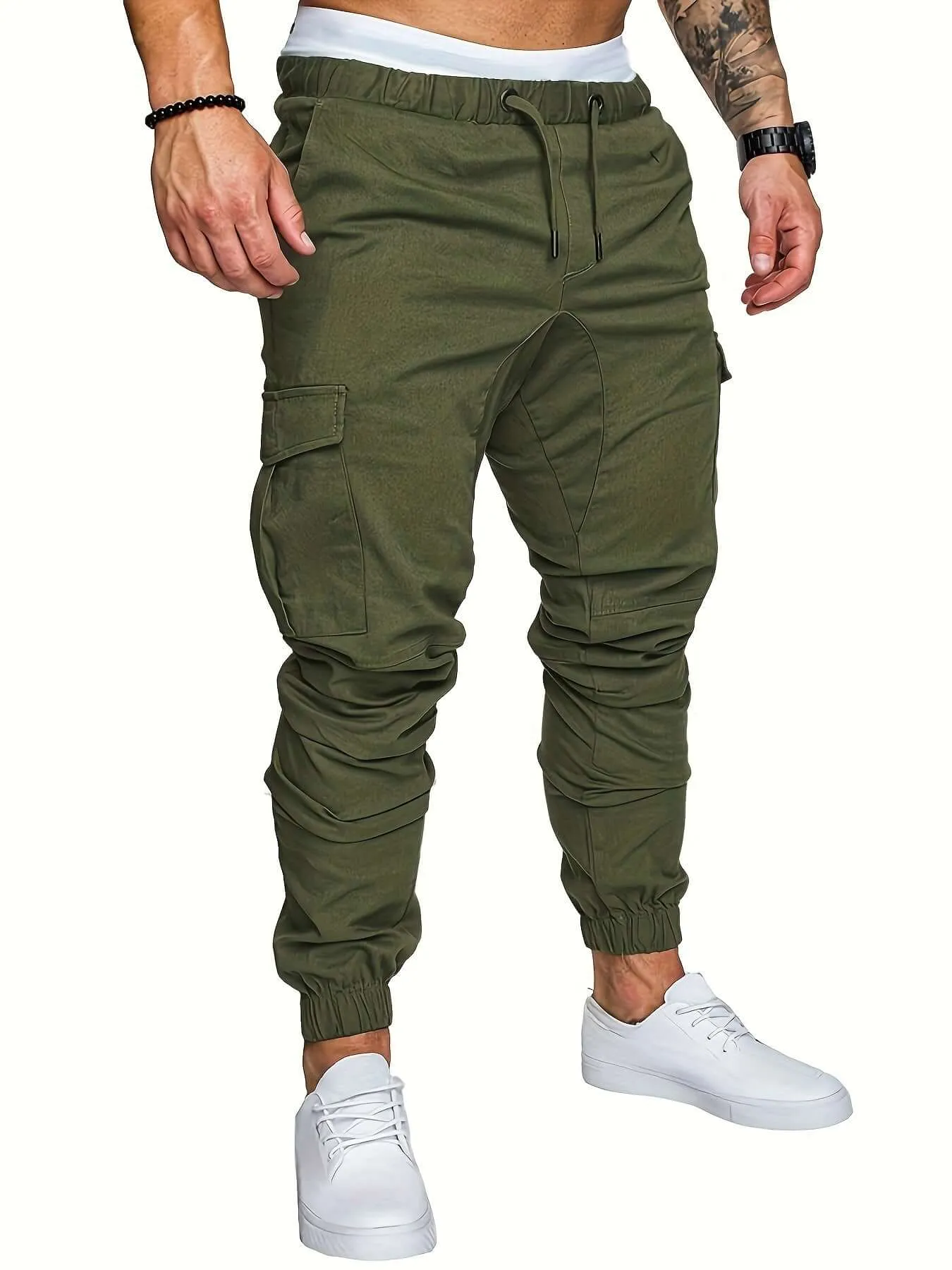 Men's Casual Cargo Joggers: Elastic Waist, Tapered Fit
