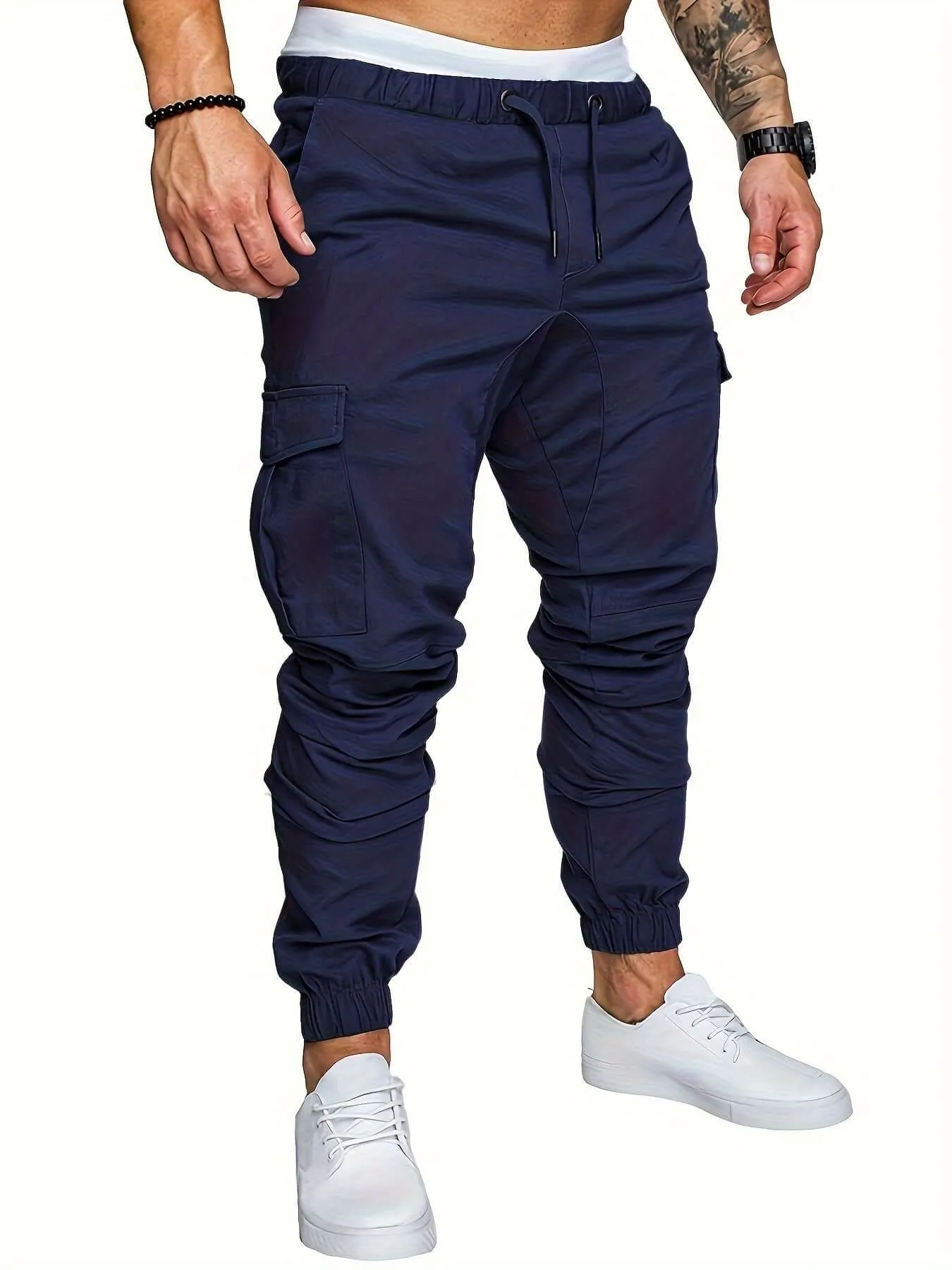 Men's Casual Cargo Joggers: Elastic Waist, Tapered Fit