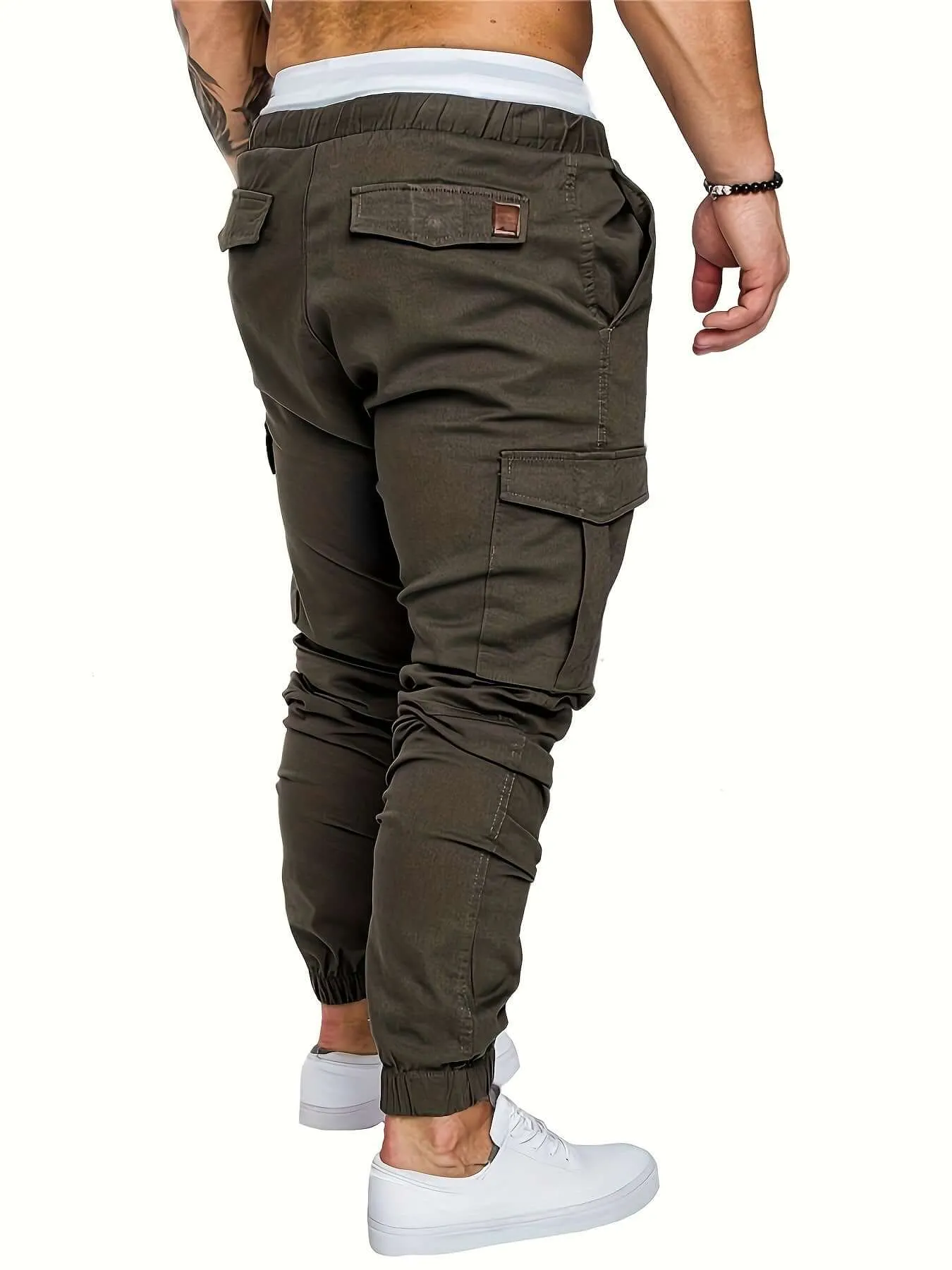 Men's Casual Cargo Joggers: Elastic Waist, Tapered Fit