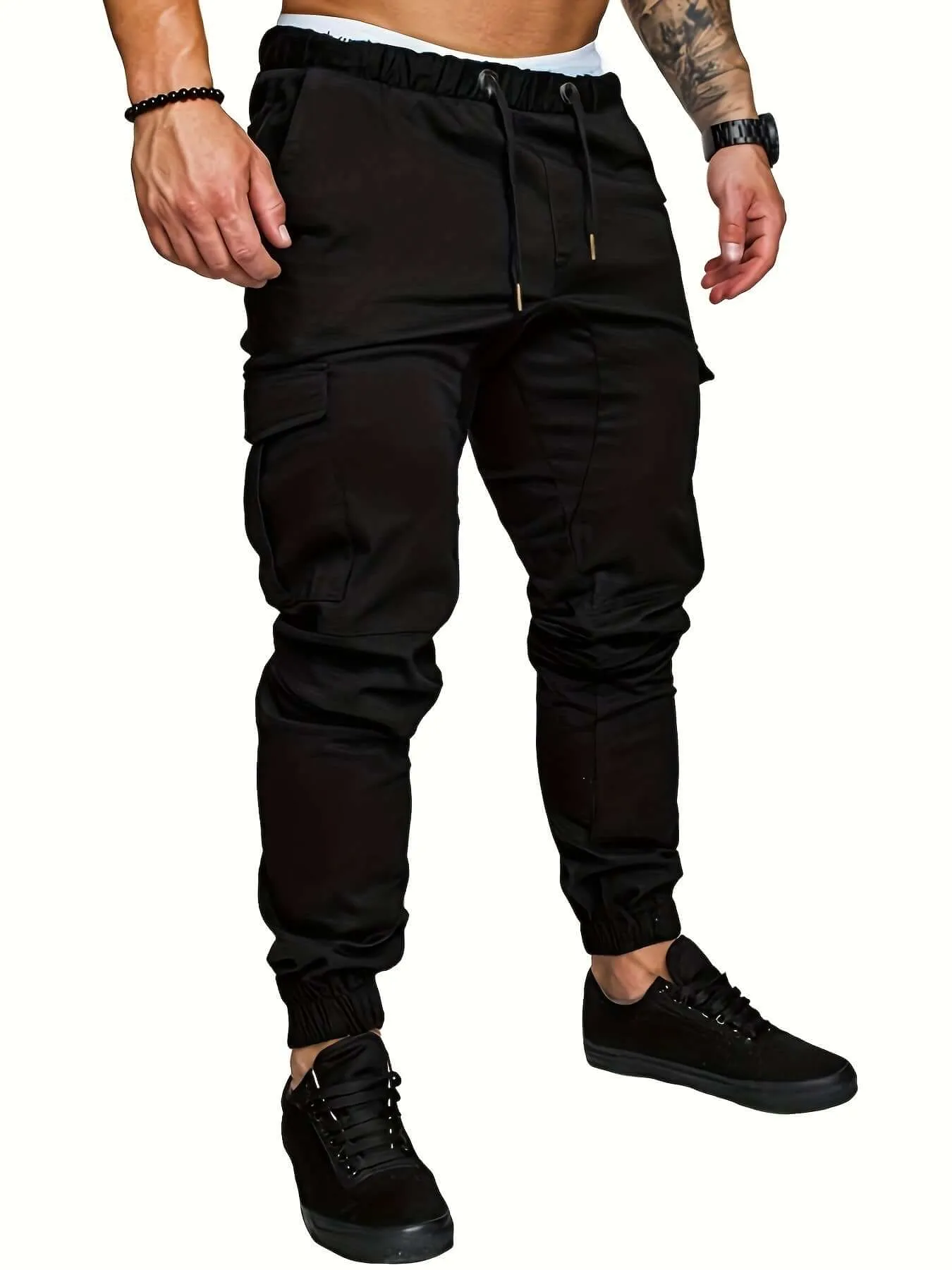Men's Casual Cargo Joggers: Elastic Waist, Tapered Fit