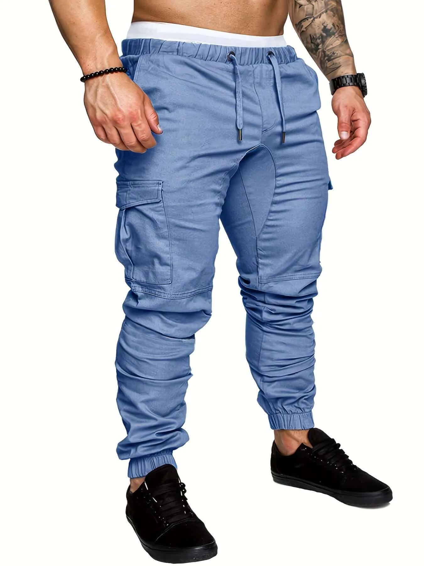 Men's Casual Cargo Joggers: Elastic Waist, Tapered Fit