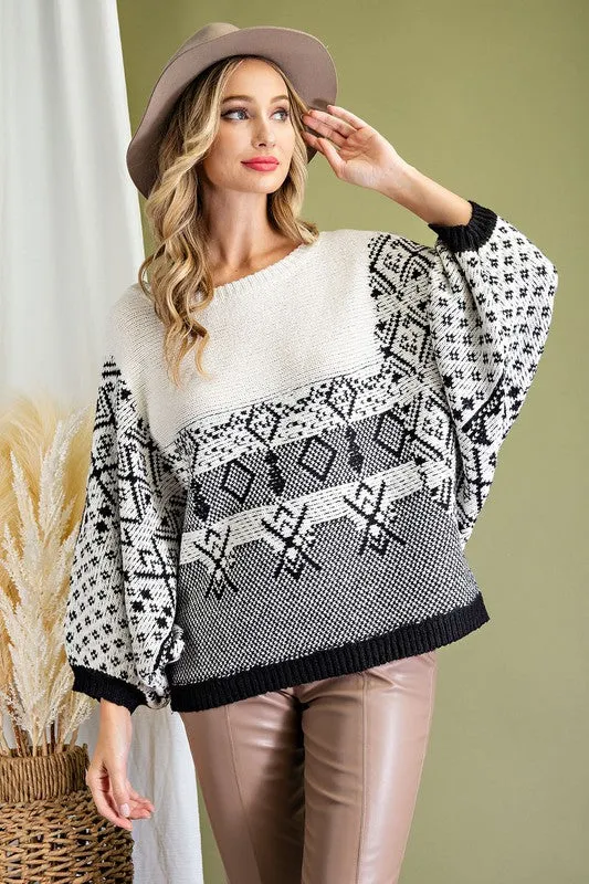 Printed Dolman Sweater