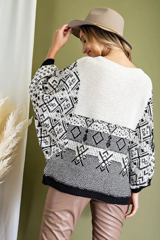 Printed Dolman Sweater