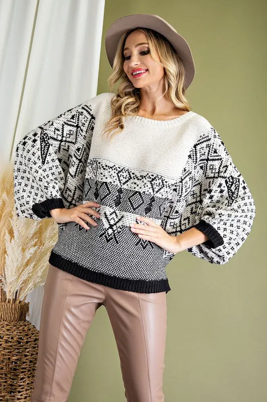 Printed Dolman Sweater