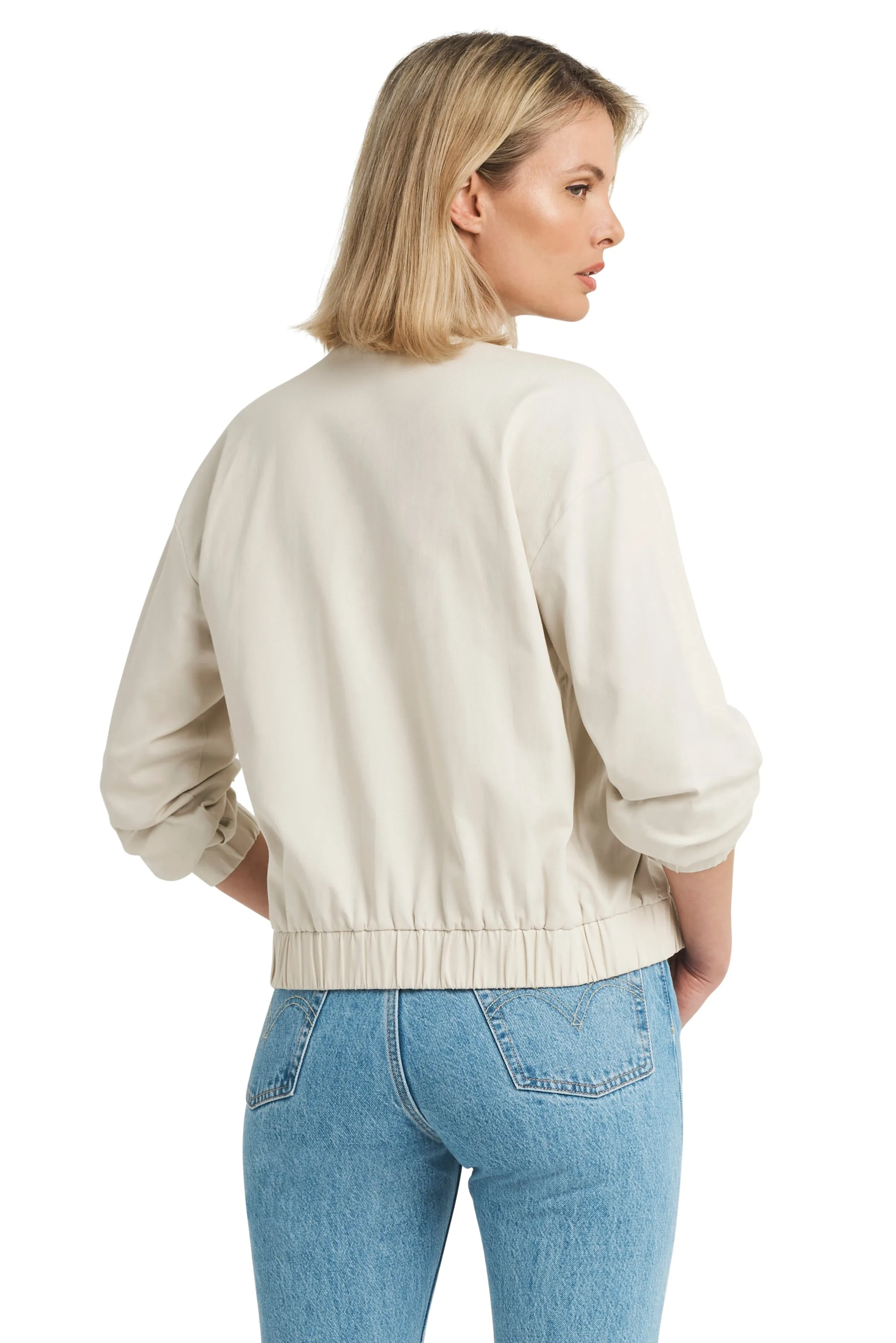Printed Neck Scarf Bomber Jacket in Twill