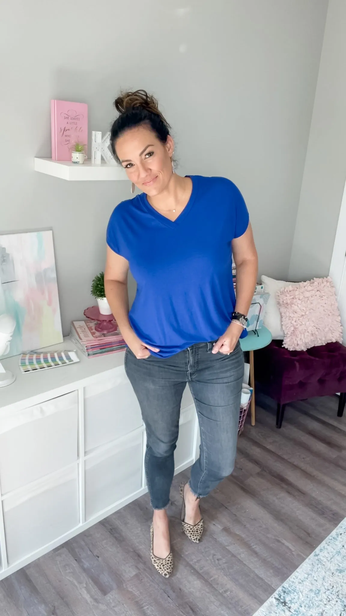 Royal Blue Basic Cap Sleeve V-Neck Tunic | 4 sizes