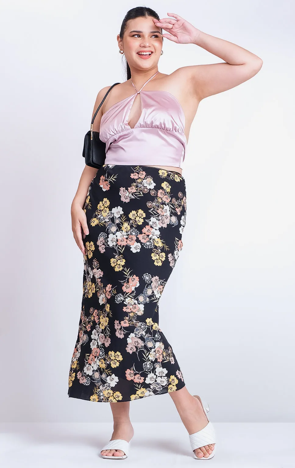 SATIN HALTER TOP W/ BACK TIES