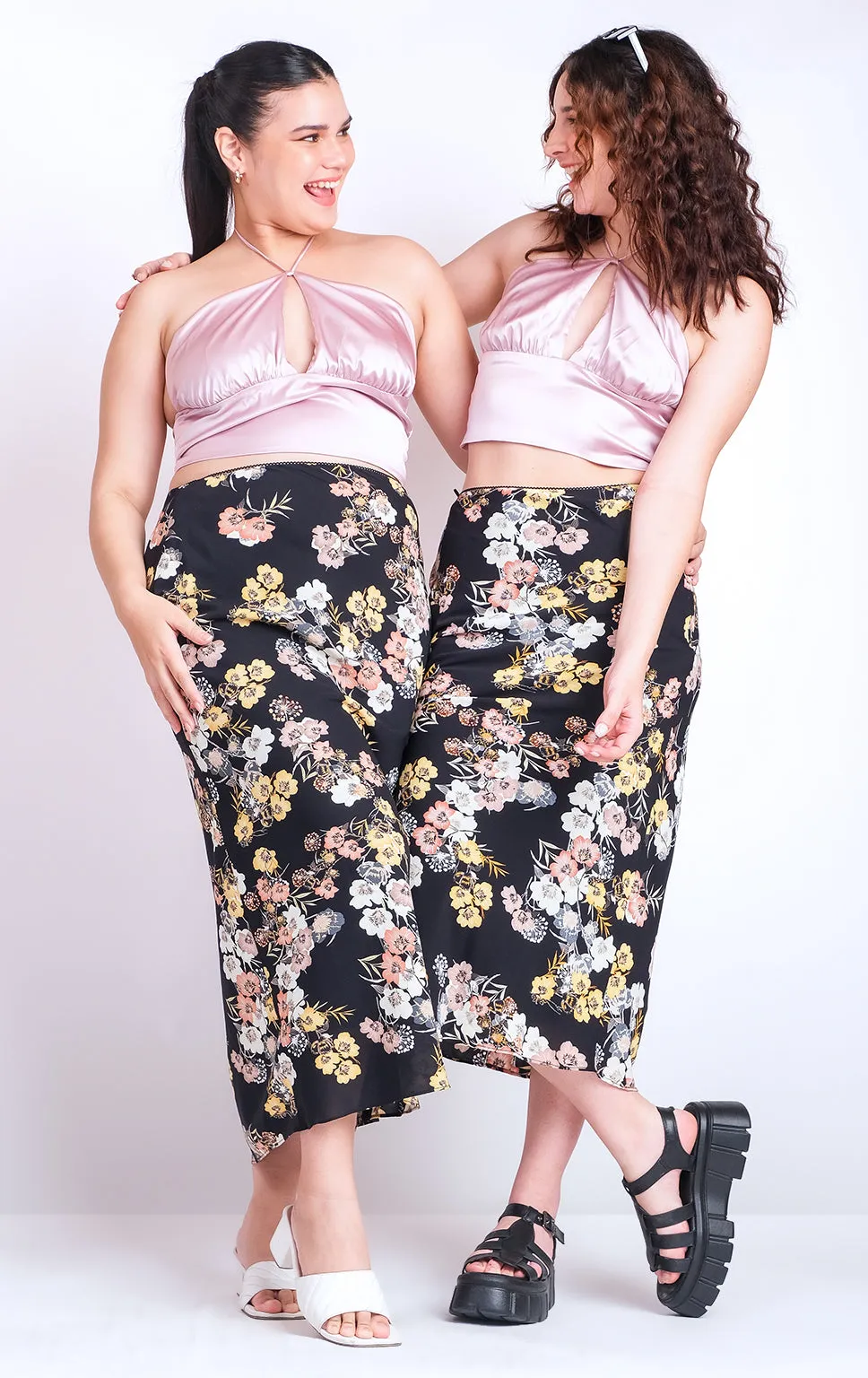 SATIN HALTER TOP W/ BACK TIES