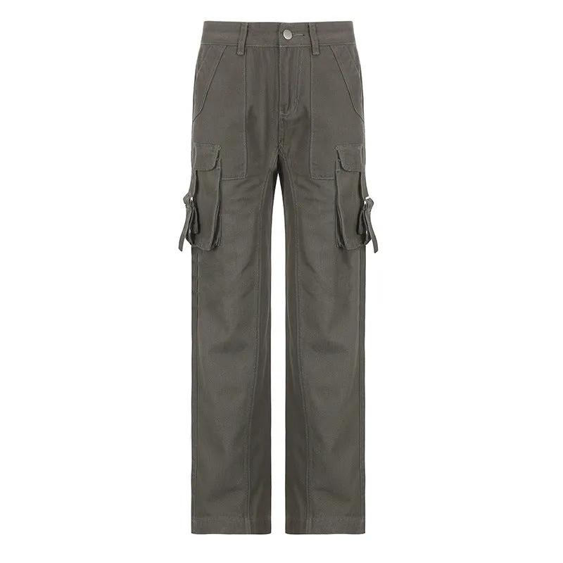 Self-Built Station Autumn Winter Women's Street Hip Hop Low Waist Tooling Denim Pants Casual Pants