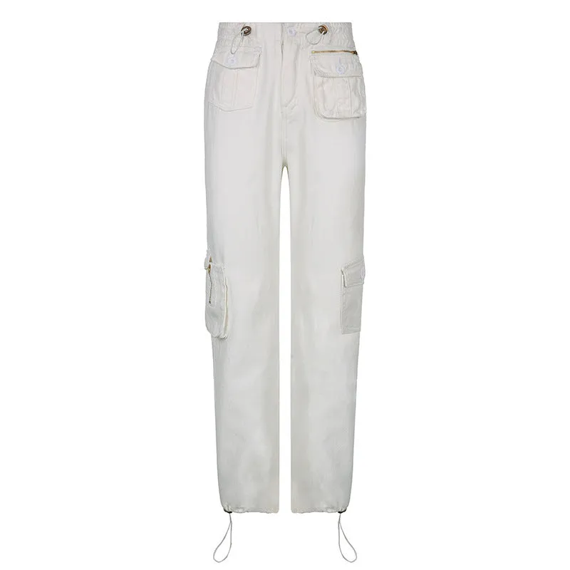 Self-Built Station Autumn Winter Women's Street Hip Hop Low Waist Tooling Denim Pants Casual Pants