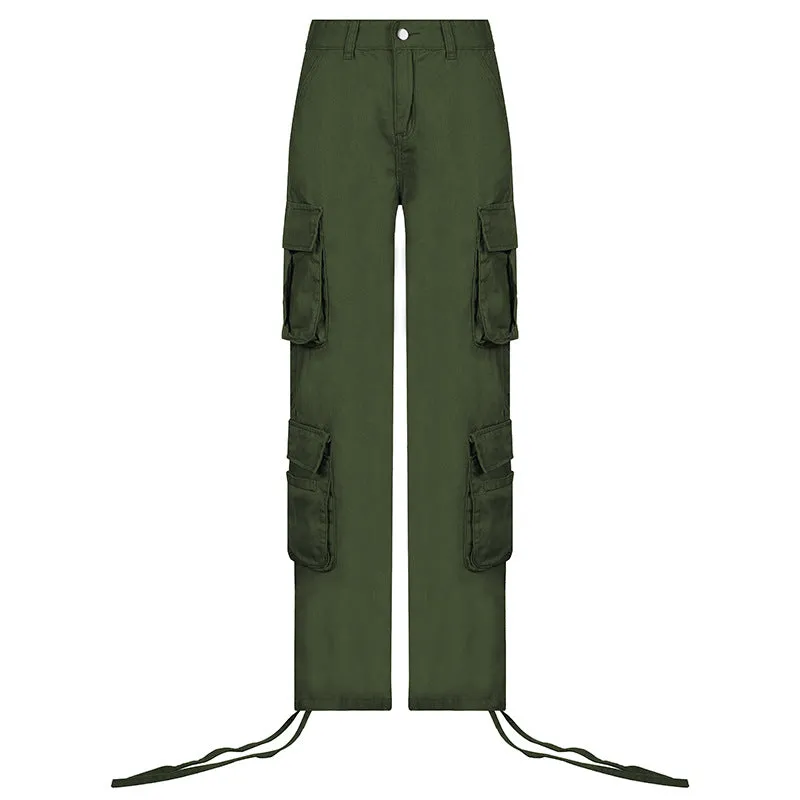 Self-Built Station Autumn Winter Women's Street Hip Hop Low Waist Tooling Denim Pants Casual Pants