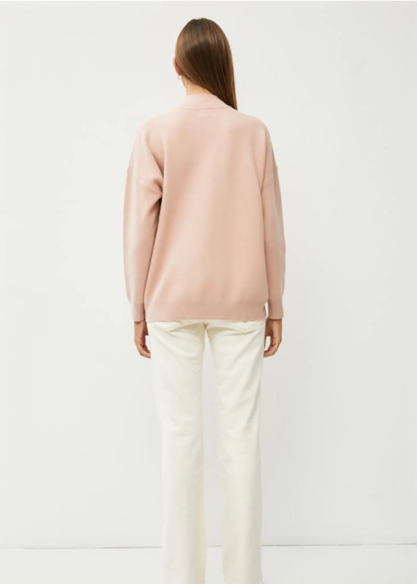 Sofie, Women’s Sweater, Butter Soft Mock Neck, Fine Guage Knit, Dusty Peach