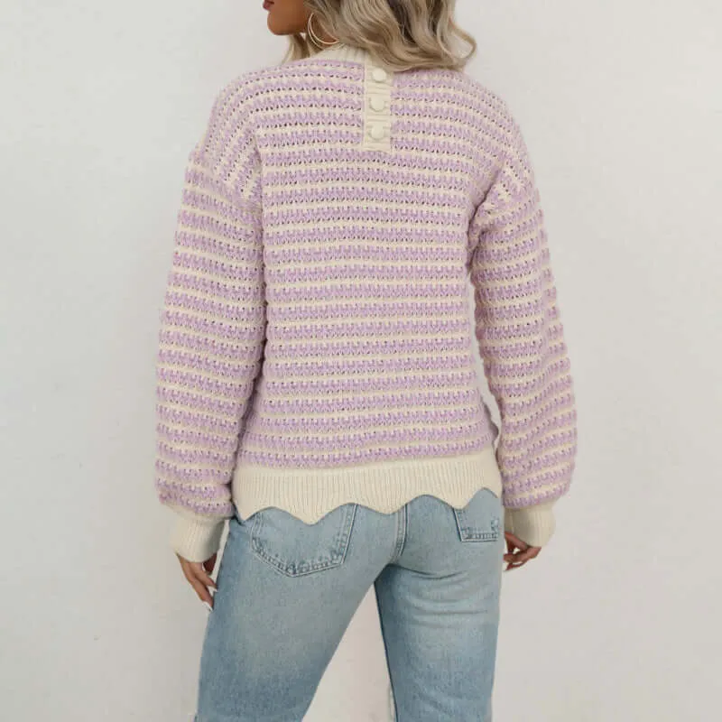 Women's Long Sleeve Striped Knit Jumper