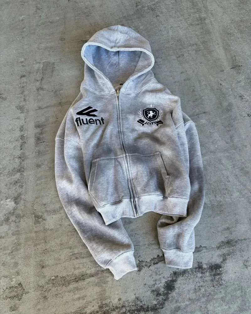 Y2K American retro fashion men sportswear alphabet embroidery zipper hoodie Harajuku street Goth loose couple women casual pants
