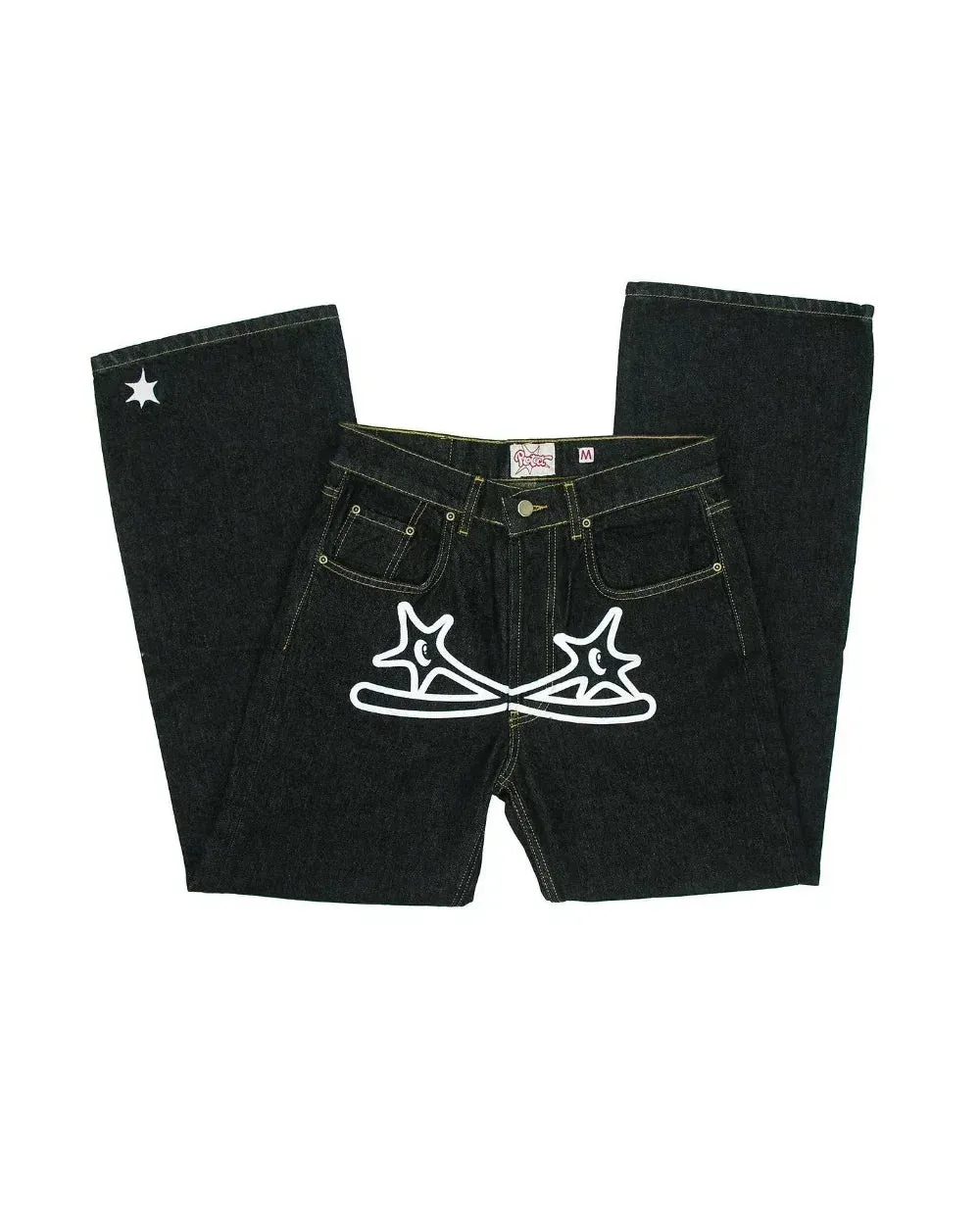 Y2K Men blue letter printed jeans high-end fashion hip-hop trend straight casual pants loose couple street American retro pants